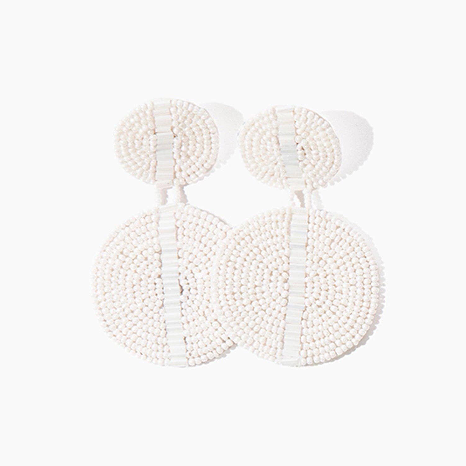 Beaded Drop Disc - White