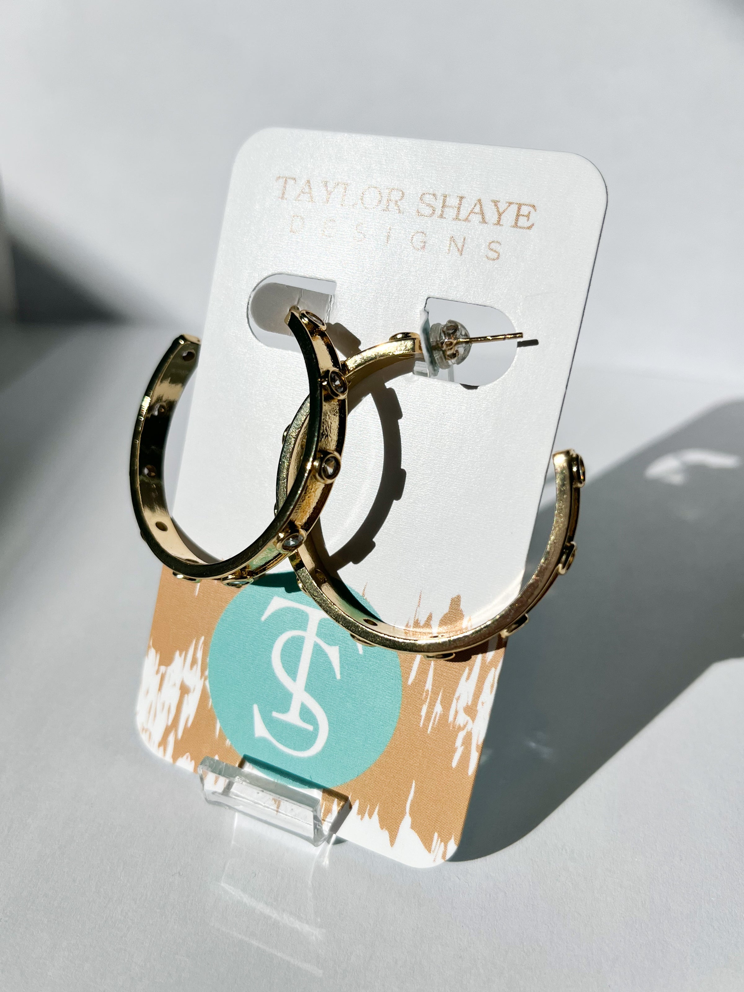 Round CZ Enamel Hoops- Gold