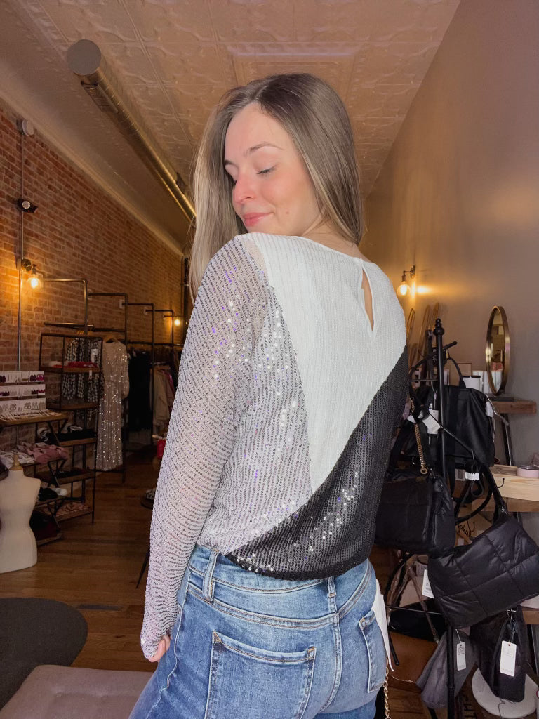 Sequin Color Block Bodysuit