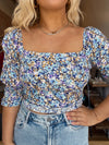 Navy Floral 3/4 Sleeve Top