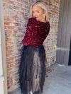 Sassy Sequin Bodysuit - Crimson