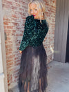 Sassy Sequin Bodysuit - Emerald