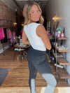 White Padded Shoulder Bodysuit