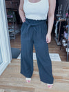 Tie Front Waist Pants - Black