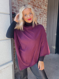Basic Triangle Poncho - Raisin