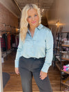 Silky Button Down Top - Dusty Blue