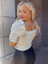 Metallic Ruched Top