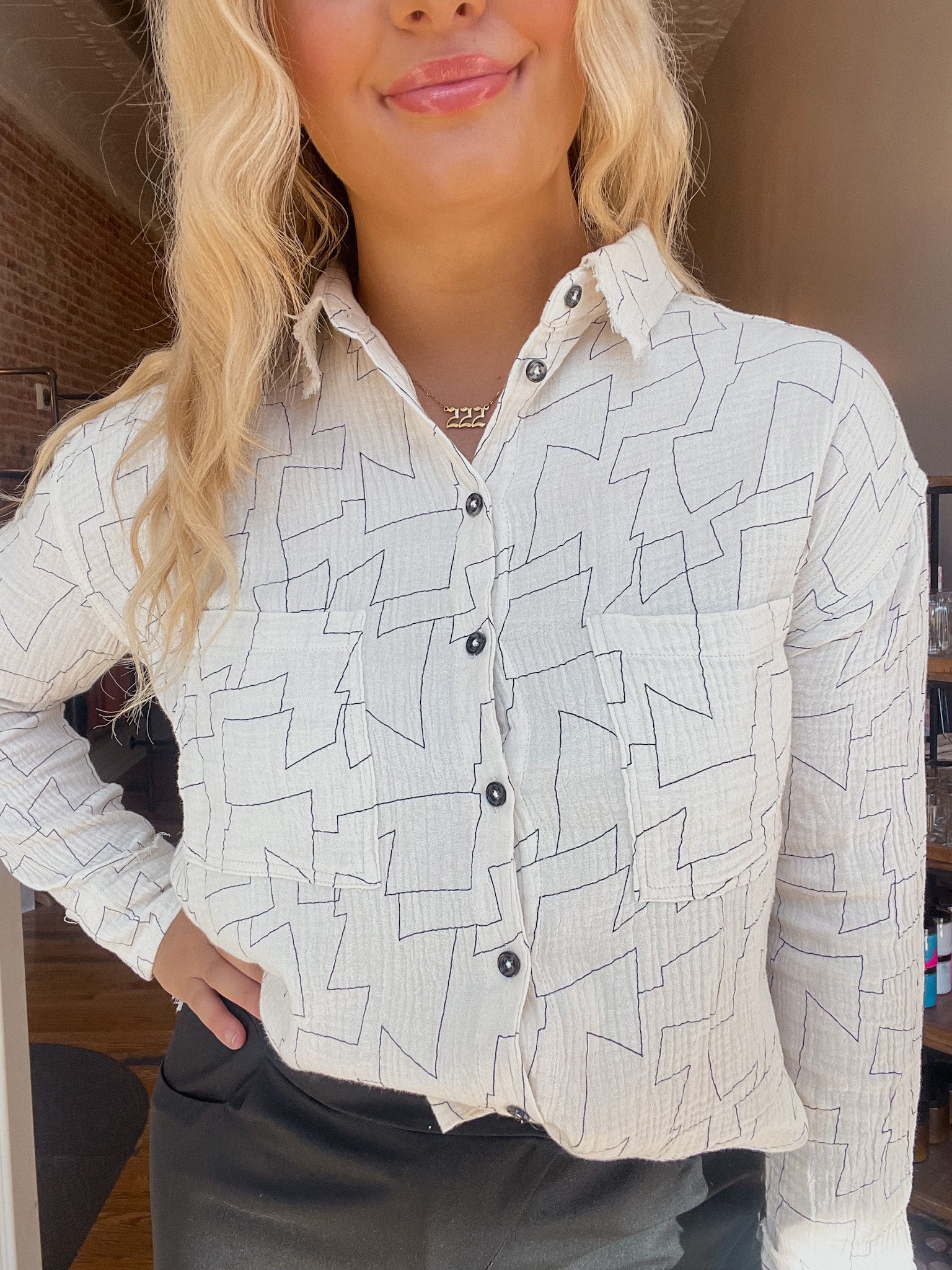 Geo Print Button Down