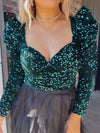 Sassy Sequin Bodysuit - Emerald