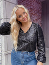Holiday Sequin Bodysuit - Black