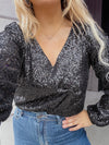 Holiday Sequin Bodysuit - Black