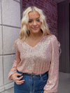 Holiday Sequin Bodysuit - Rose Gold