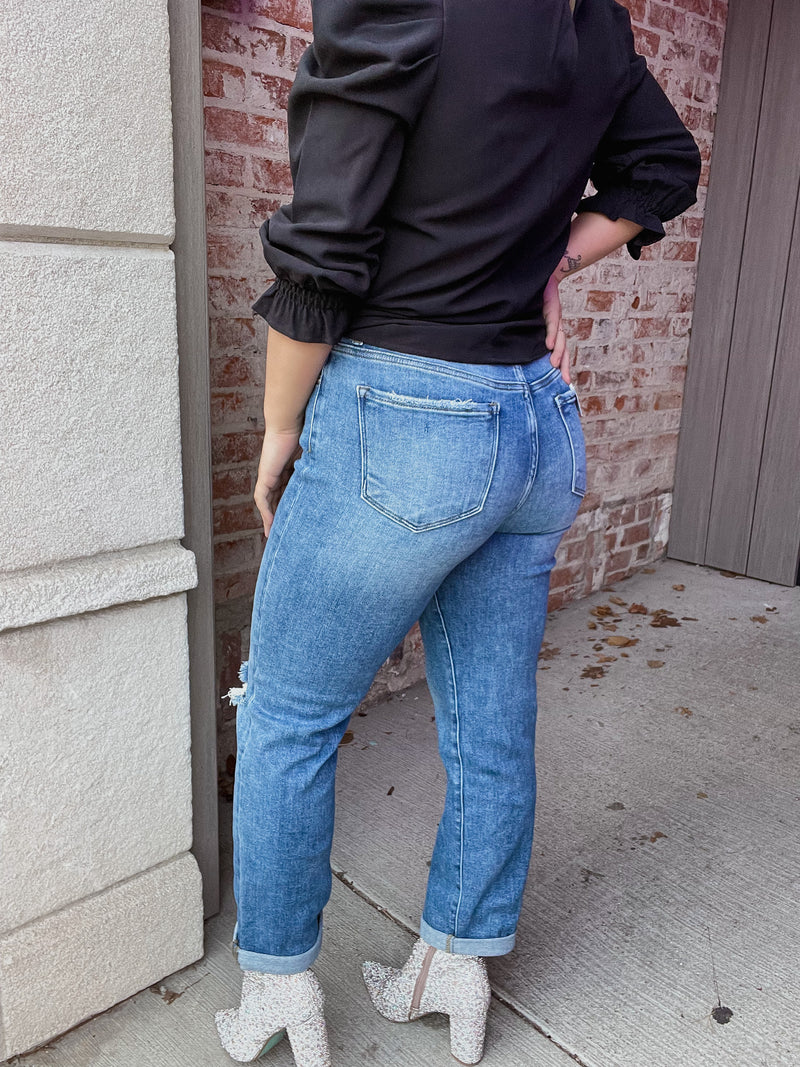 High Rise Slim Girlfriend Jeans