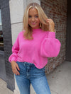 Fuzzy Sweater with Back Ruching - Pink