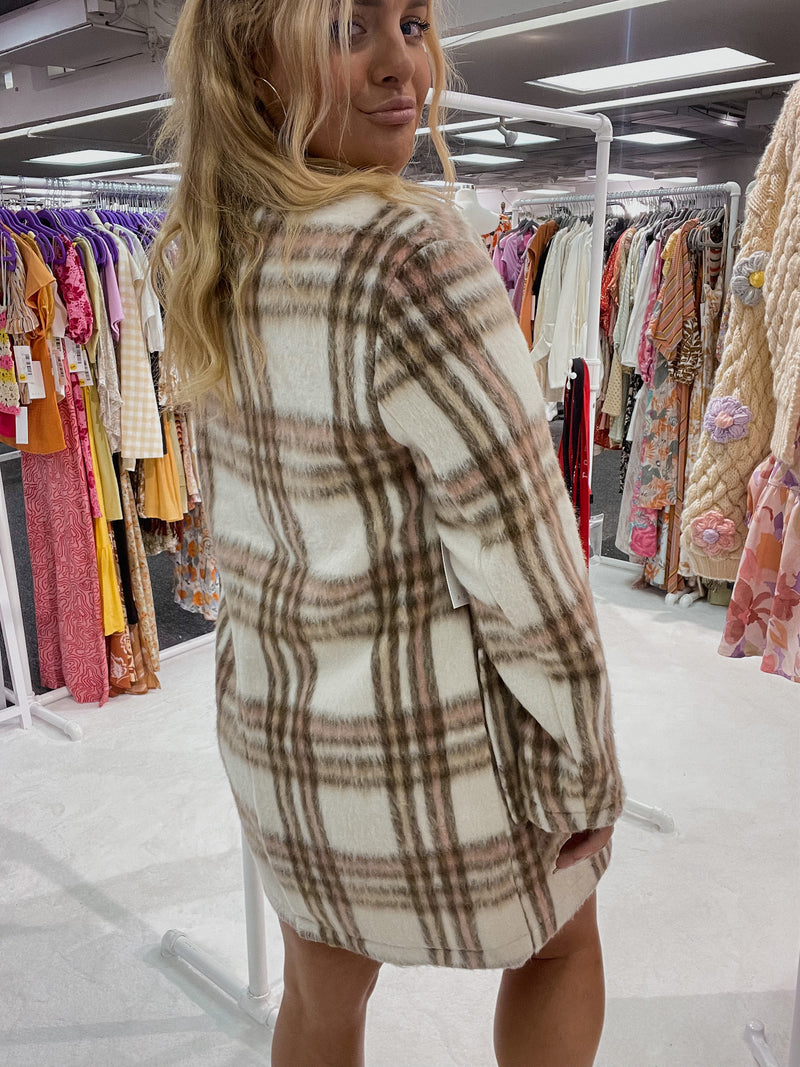 Toffee Pink Plaid Button Down