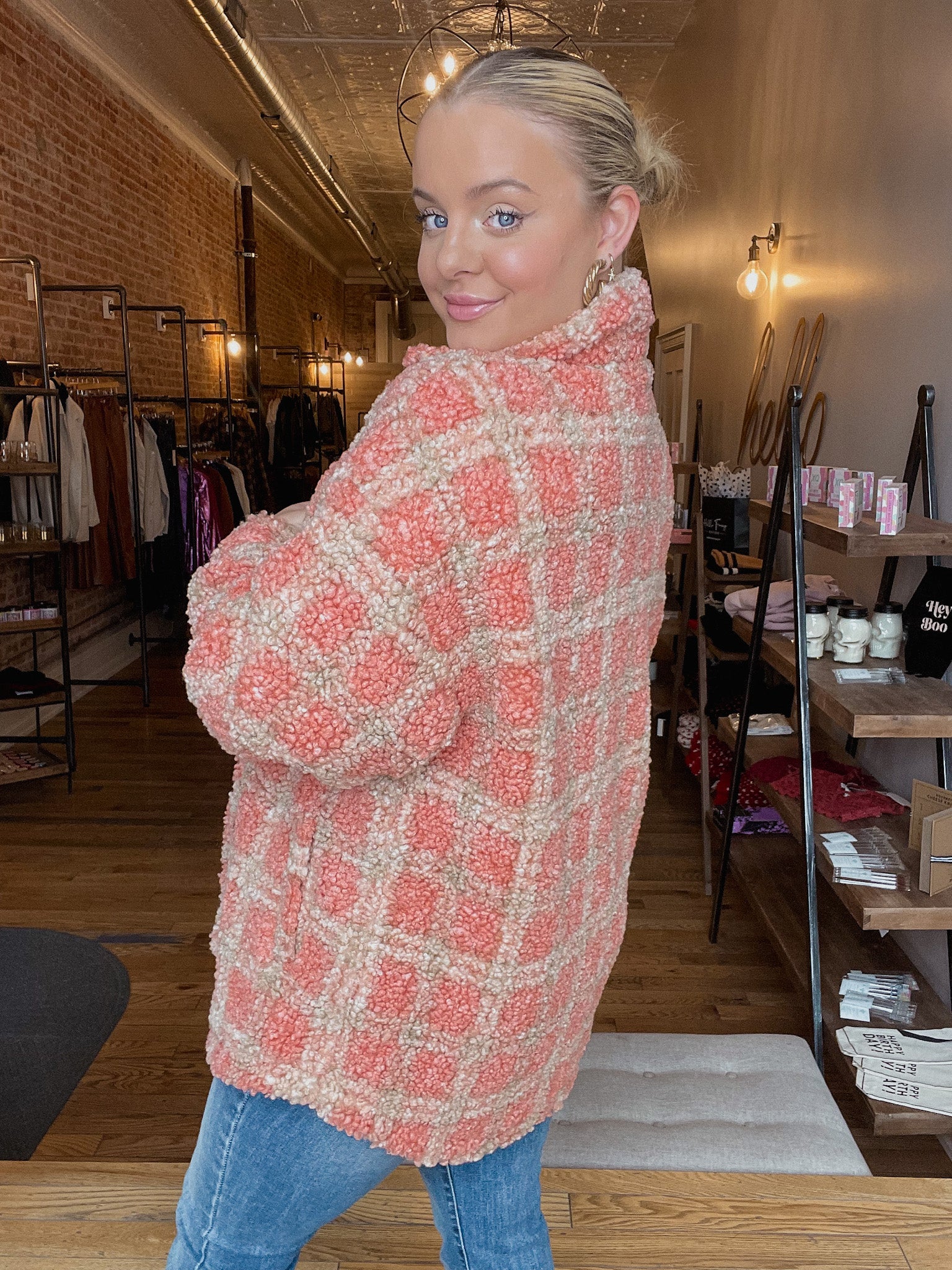 Sherpa Shacket - Coral
