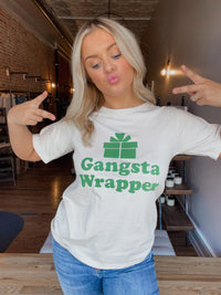 Refined Canvas Gangsta Wrapper Graphic Tee - Bone