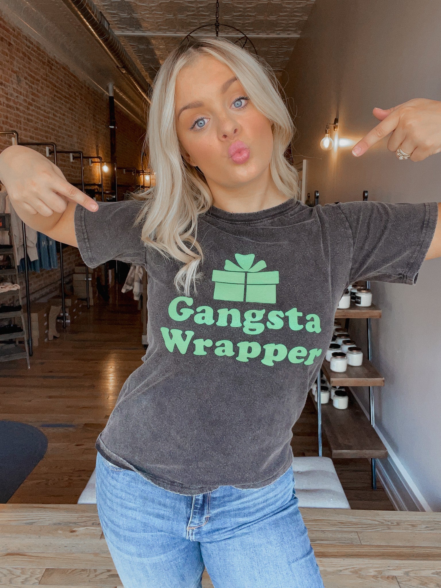 Refined Canvas Gangsta Wrapper Graphic Tee - Vintage Black