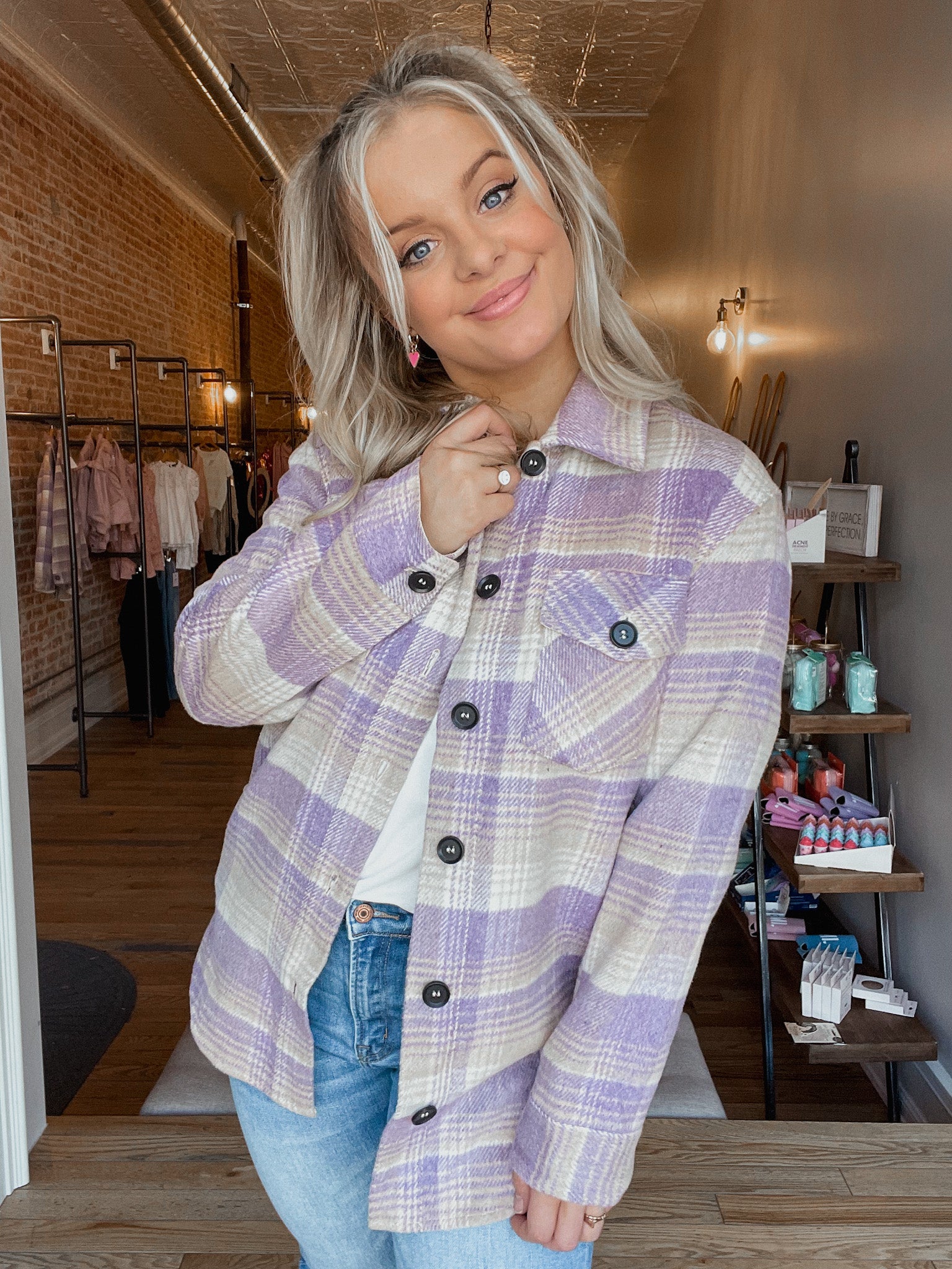 Gorgeous Plaid Shacket - Lavender
