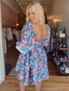 Navy Floral Babydoll Dress