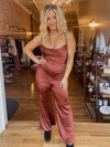 Cognac Cowl Neck Jumpsuit