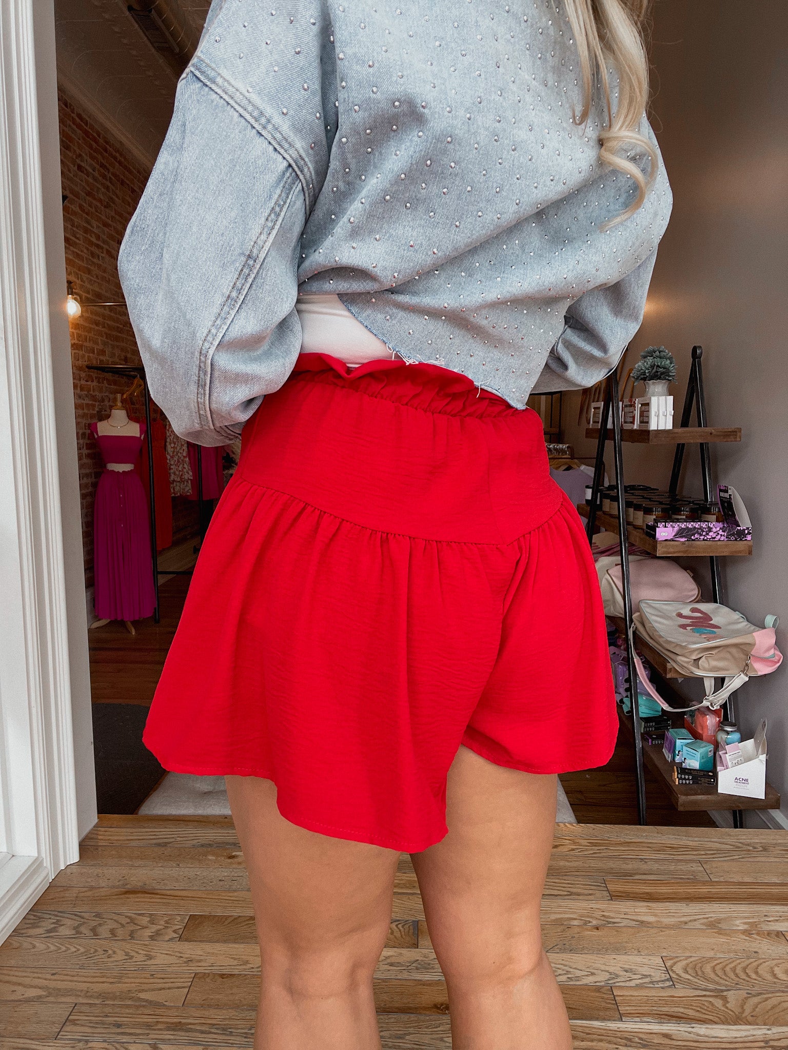Red Solid Shorts
