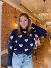 Sweetheart Lurex Sweater - Navy