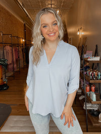 Tab Sleeve Top - Slate