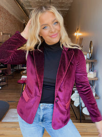 Wine Velour Blazer