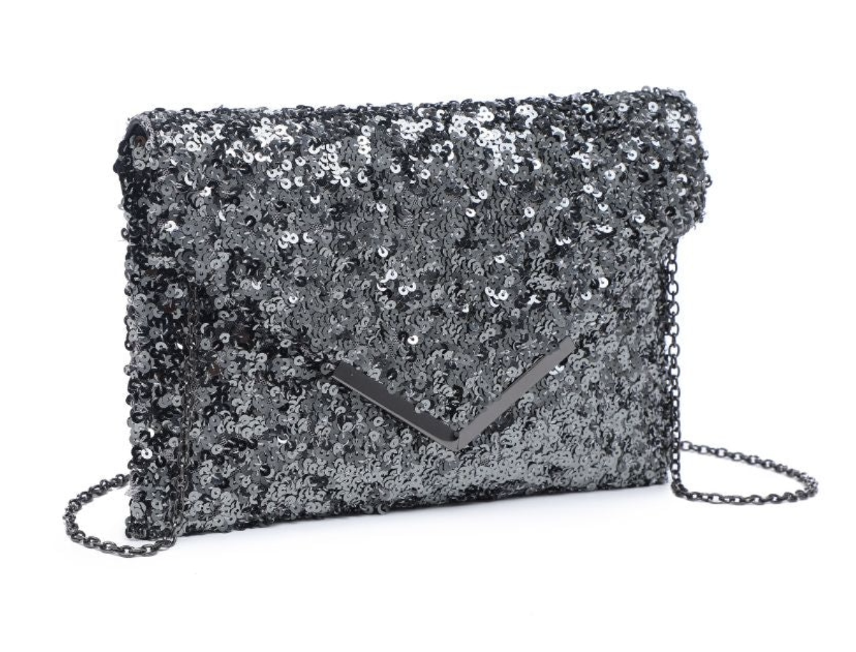 Rizza Sequin Clutch - Pewter
