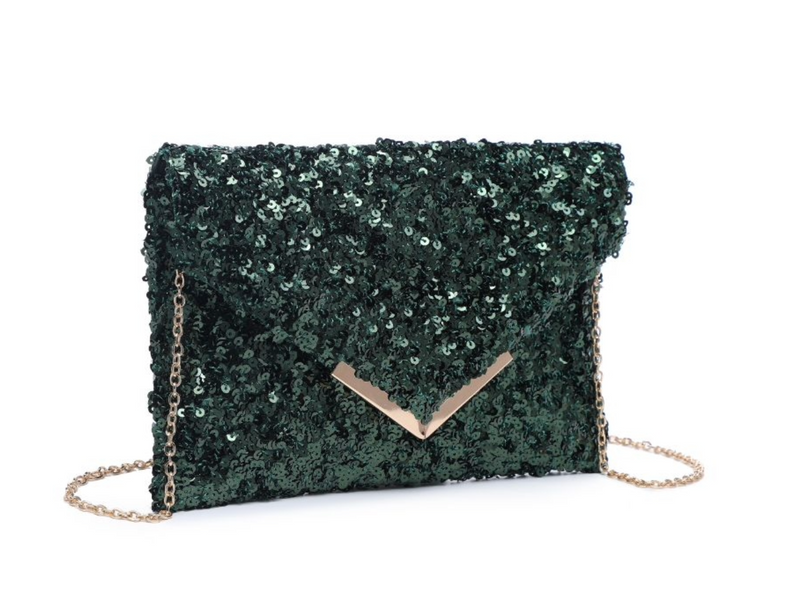 Rizza Sequin Clutch - Emerald