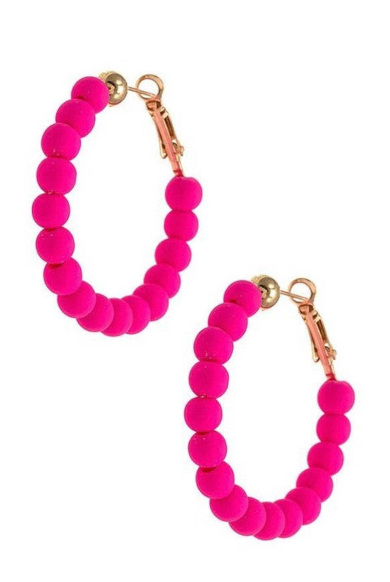 Small Hot Pink Clay Ball Hoops